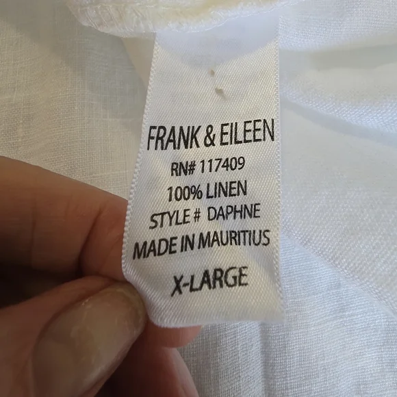 Frank & Eileen DAPHNE Sleeveless Popover Dress White Washed Linen XLarge - Picture 11 of 13